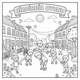 Birdirbir Oyunu Çocuklar İçin Yapışkanlı Kanvas Bezi Resim Boyama BYM-28