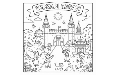 Topkapı Sarayı Çocuklar İçin Yapışkanlı Kanvas Bezi Resim Boyama BYM-31