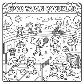 Sporcu Çocuklar Çocuklar İçin Yapışkanlı Kanvas Bezi Resim Boyama BYM-32
