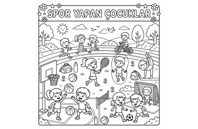 Sporcu Çocuklar Çocuklar İçin Yapışkanlı Kanvas Bezi Resim Boyama BYM-32