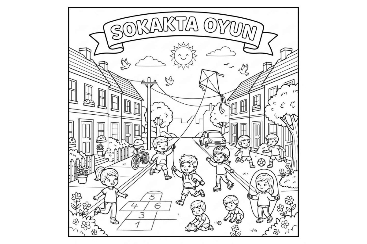 Sokakta Oyun Çocuklar İçin Yapışkanlı Kanvas Bezi Resim Boyama BYM-34 Sokakta Oyun Çocuklar İçin Yapışkanlı Kanvas Bezi Resim Boyama BYM-34