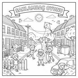 Saklambaç Oyunu Çocuklar İçin Yapışkanlı Kanvas Bezi Resim Boyama BYM-38