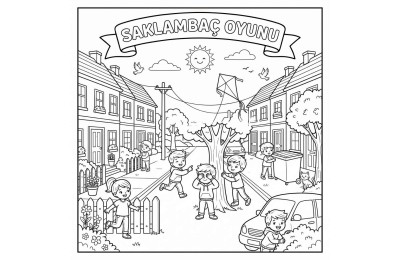 Saklambaç Oyunu Çocuklar İçin Yapışkanlı Kanvas Bezi Resim Boyama BYM-38