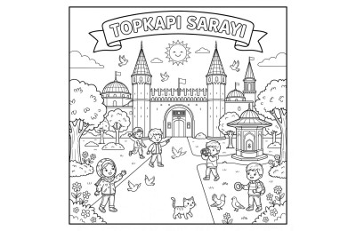 Topkapı Sarayı Çocuklar İçin Yapışkanlı Kanvas Bezi Resim Boyama BYM-40