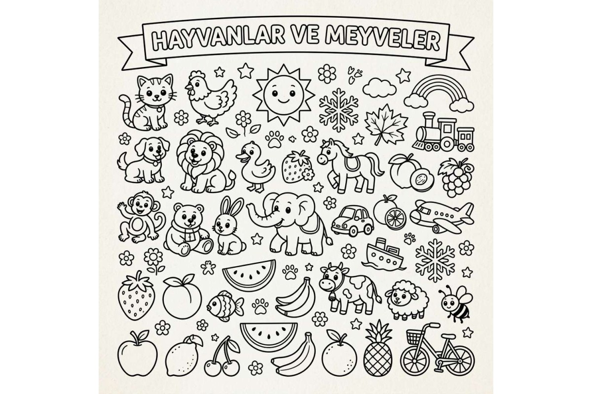 Hayvanlar ve Meyveler Çocuklar İçin Yapışkanlı Kanvas Bezi Resim Boyama BYM-50 Hayvanlar ve Meyveler Çocuklar İçin Yapışkanlı Kanvas Bezi Resim Boyama BYM-50