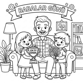 Babalar Günü Çocuklar İçin Yapışkanlı Kanvas Bezi Resim Boyama BYM-51