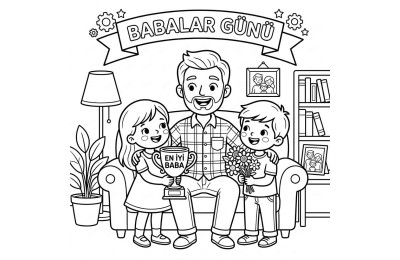 Babalar Günü Çocuklar İçin Yapışkanlı Kanvas Bezi Resim Boyama BYM-51