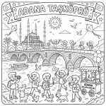 Adana Taşköprü Çocuklar İçin Yapışkanlı Kanvas Bezi Resim Boyama BYM-58 Adana Taşköprü Çocuklar İçin Yapışkanlı Kanvas Bezi Resim Boyama BYM-58