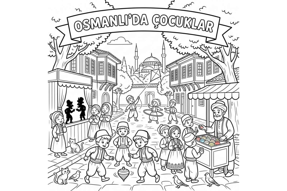 Osmanlı'da Çocuklar Çocuklar İçin Yapışkanlı Kanvas Bezi Resim Boyama BYM-59 Osmanlı'da Çocuklar Çocuklar İçin Yapışkanlı Kanvas Bezi Resim Boyama BYM-59