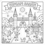 Topkapı Sarayı Çocuklar İçin Yapışkanlı Kanvas Bezi Resim Boyama BYM-66 Topkapı Sarayı Çocuklar İçin Yapışkanlı Kanvas Bezi Resim Boyama BYM-66