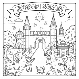 Topkapı Sarayı Çocuklar İçin Yapışkanlı Kanvas Bezi Resim Boyama BYM-66