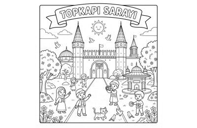 Topkapı Sarayı Çocuklar İçin Yapışkanlı Kanvas Bezi Resim Boyama BYM-66