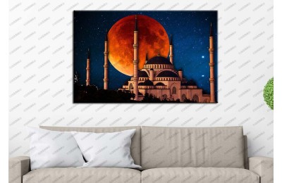 Masal İstanbul Sultan Ahmet Camisi Masalsı Gece İstanbul Tablosu dkm-75-3B