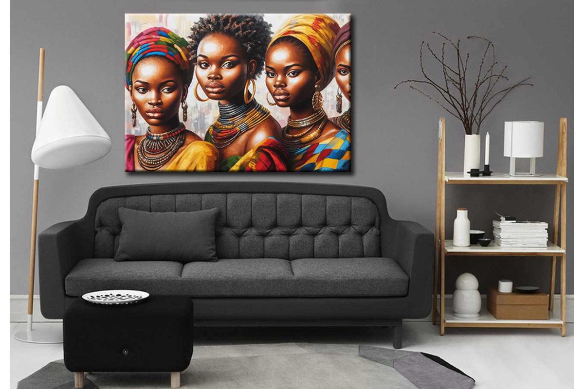 Afrikalı Kadınlar Yağlı boya Görünüm Kanvas Tablo afr31