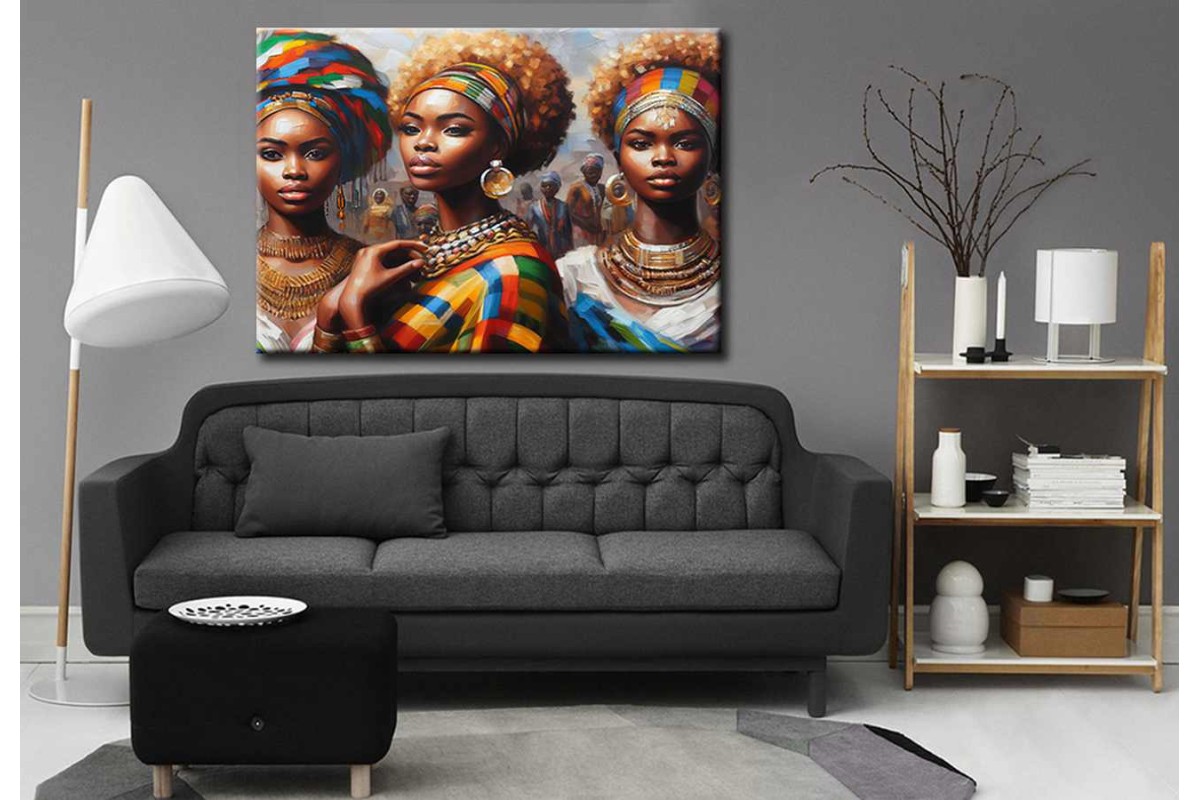 Afrikalı Kadınlar Yağlı boya Görünüm Kanvas Tablo afr32