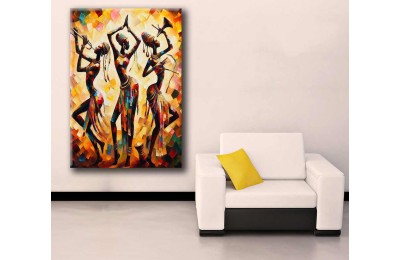 Afrikalı Kadın Dansçılar Yağlı boya Görünüm Kanvas Tablo afr33