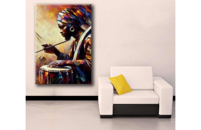 Afrikalı Müzisyen Yağlı boya Görünüm Kanvas Tablo afr35