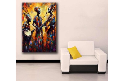 Afrikalı Müzisyenler Yağlı boya Görünüm Kanvas Tablo afr37