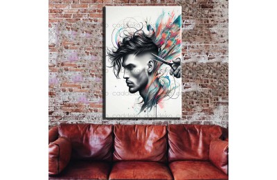 Berber Dükkanı Tablosu Kanvas Tablo dkmr314