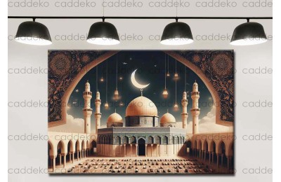 Mescid-i Aksa'da Namaz Dijital Grafik Kanvas Tablo dkmr312