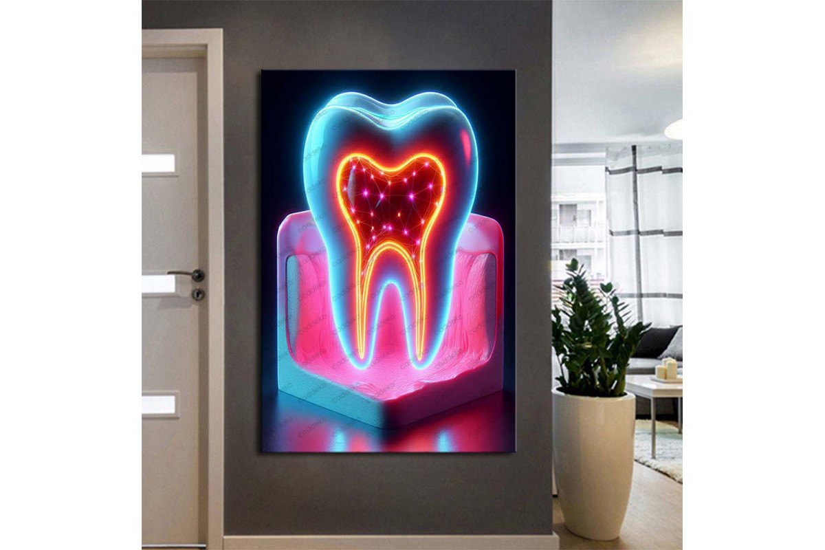 Ağız ve Diş Sağlığı Diş Tablosu Diş Hastanesi Dekorasyon Neon Renk dsc469