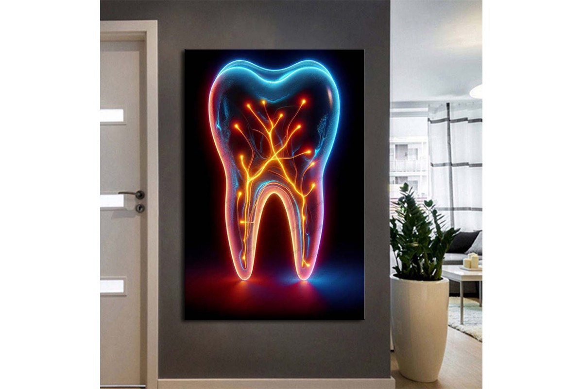 Ağız ve Diş Sağlığı Diş Tablosu Diş Hastanesi Dekorasyon Neon Renk dsc470