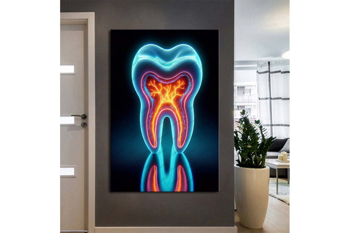 Ağız ve Diş Sağlığı Diş Tablosu Diş Hastanesi Dekorasyon Neon Renk dsc471