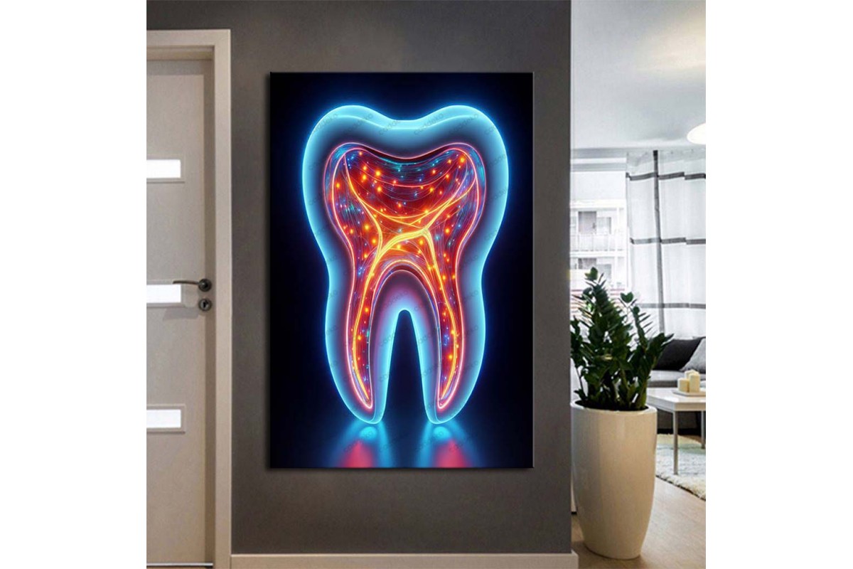 Ağız ve Diş Sağlığı Diş Tablosu Diş Hastanesi Dekorasyon Neon Renk dsc483