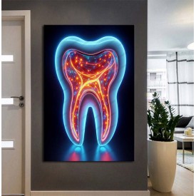 Ağız ve Diş Sağlığı Diş Tablosu Diş Hastanesi Dekorasyon Neon Renk dsc483