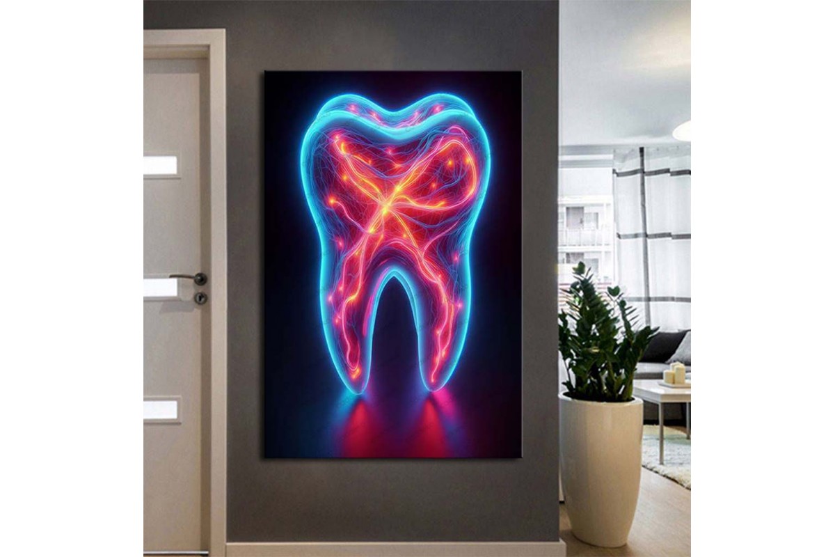 Ağız ve Diş Sağlığı Diş Tablosu Diş Hastanesi Dekorasyon Neon Renk dsc519