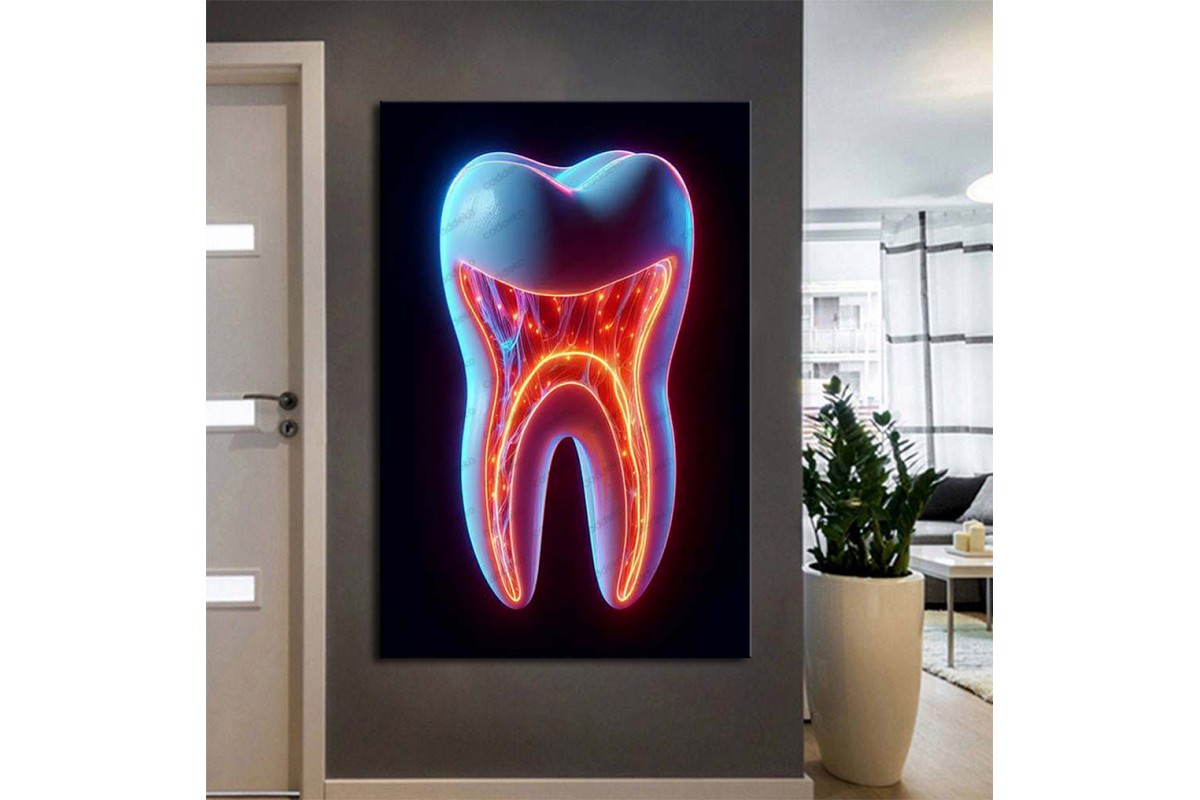 Ağız ve Diş Sağlığı Diş Tablosu Diş Hastanesi Dekorasyon Neon Renk dsc521