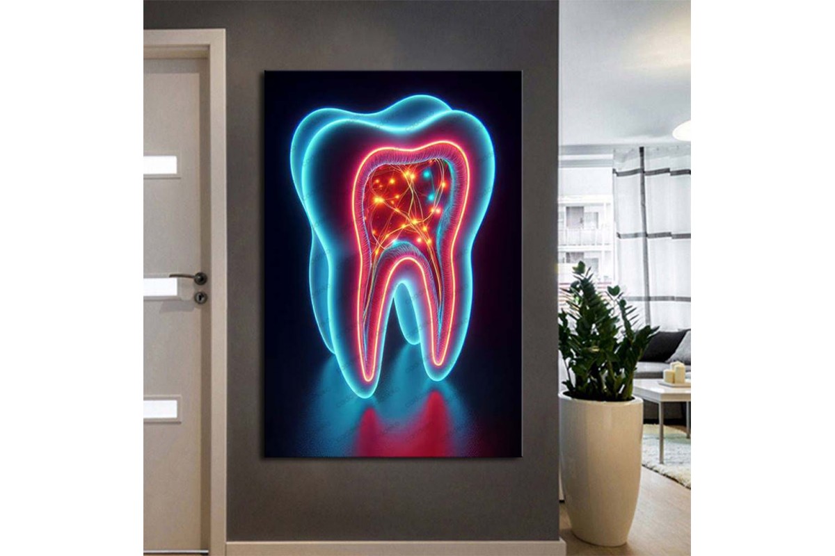 Ağız ve Diş Sağlığı Diş Tablosu Diş Hastanesi Dekorasyon Neon Renk dsc530