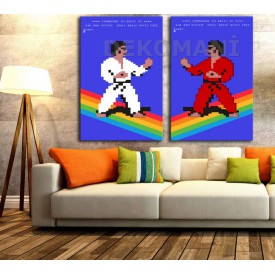 Commodore 64 International Karate İkili Retro Kanvas Tablo dkm-k16