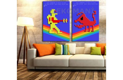 Wizard Of Wor İkili Retro Kanvas Tablo dkm-k18