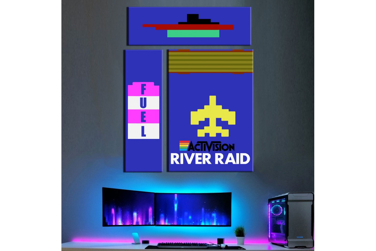 Atari River Raid Üçlü Retro Kanvas Tablo dkm-k19