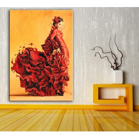 Flamenko Dansçı Kadın  Yağlı Boya Görünüm Kanvas Tablo dkm-k61-158