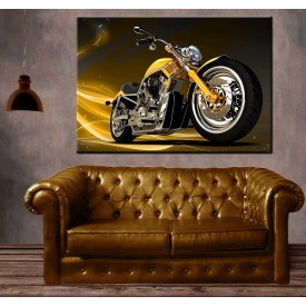 Sarı Fantastik Motosiklet Kanvas Tablo dkm-k63-14