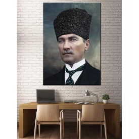 Atatürk Kalpak Renklendirme Özel Seri Kanvas Tablo dkm-k64-10