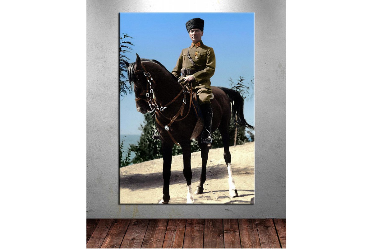 Atatürk At Sırtında Renklendirme Özel Seri Kanvas Tablo dkm-k64-8