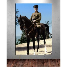 Atatürk At Sırtında Renklendirme Özel Seri Kanvas Tablo dkm-k64-8