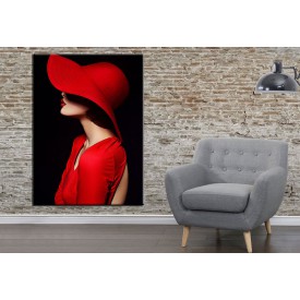 Kırmızı Şapkalı Kadın Kanvas Tablo dkmr153
