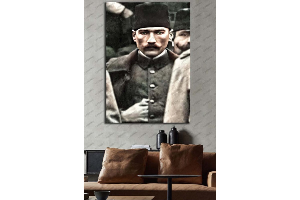 Yüzbaşı Mustafa Kemal Bey Renklendirme Kanvas Tablo dkmr223