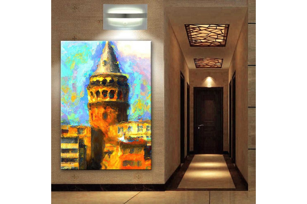 İstanbul Galata Kulesi Yağlı Boya Görünüm Sanatçı Selçuk Özkan dkmr255