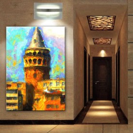 İstanbul Galata Kulesi Yağlı Boya Görünüm Sanatçı Selçuk Özkan dkmr255