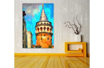 İstanbul Galata Kulesi Yağlı Boya Görünüm Sanatçı Selçuk Özkan dkmr256