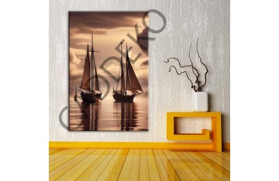 Yelkenli Tekneler ve Deniz Kanvas Tablo dkmr371