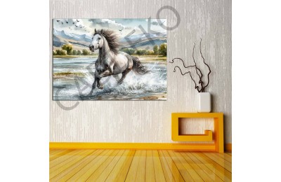 Koşan Atlar Kanvas Tablo dkmr373