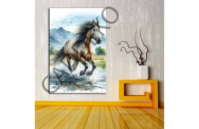 Koşan Atlar Kanvas Tablo dkmr374