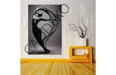 Modern Figür Siyah Kanvas Tablo dkmr398