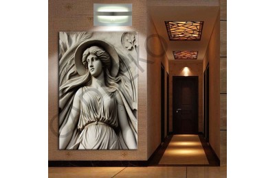 Taş Görünümlü Şapkalı Kadın Dekoratif Kanvas Tablo dkmr410